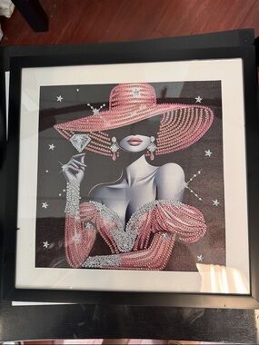 Elegant Pink Hat Lady Wall Art - Framed Home Art Print